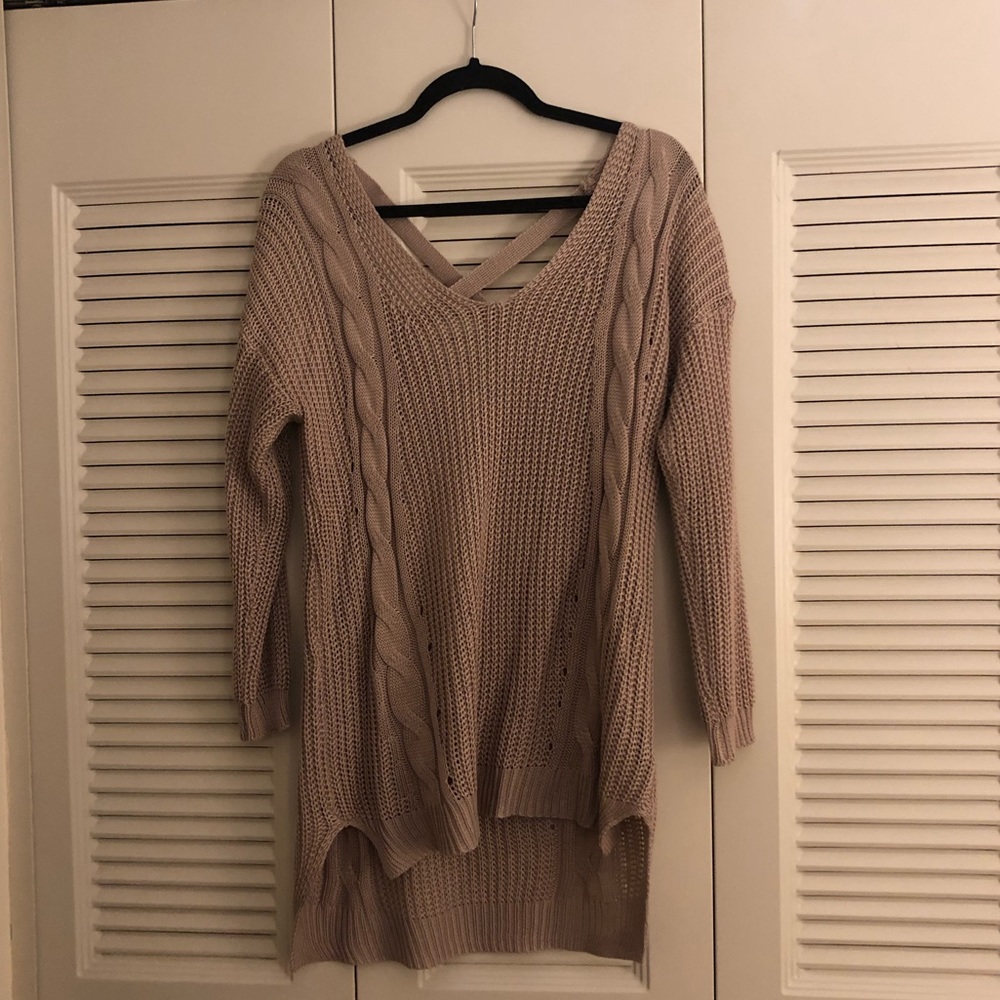 Tan detailed back sweater